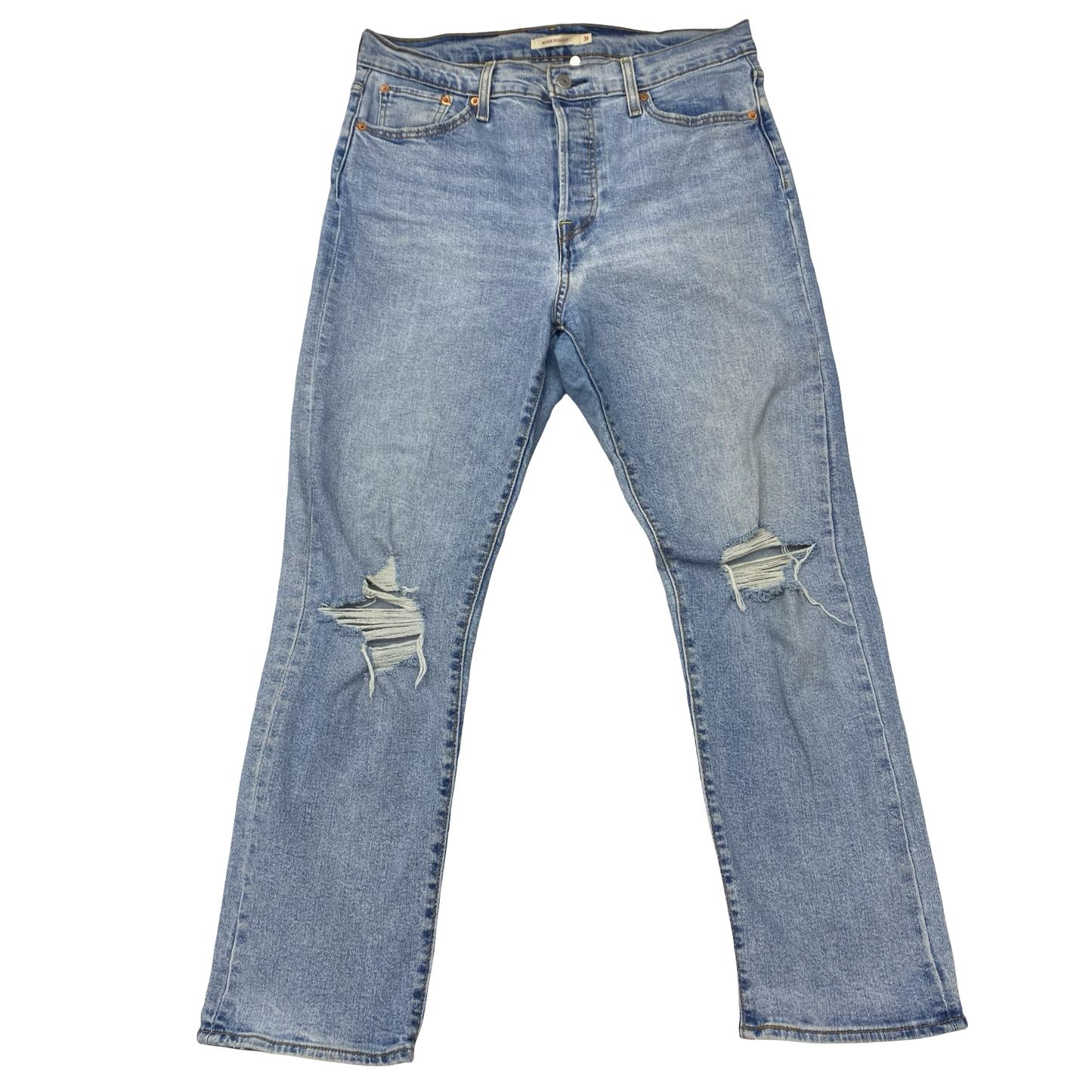 Jeans Straight By Levis In Blue Denim, Size:12