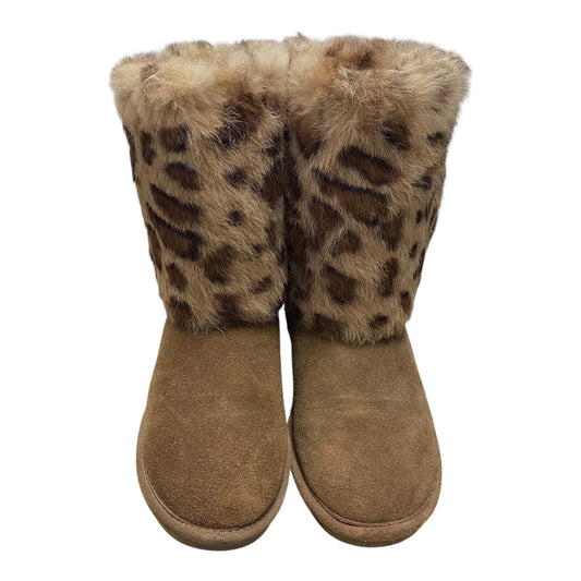 Boots Ankle Flats By Bearpaw In Animal Print, Size:7
