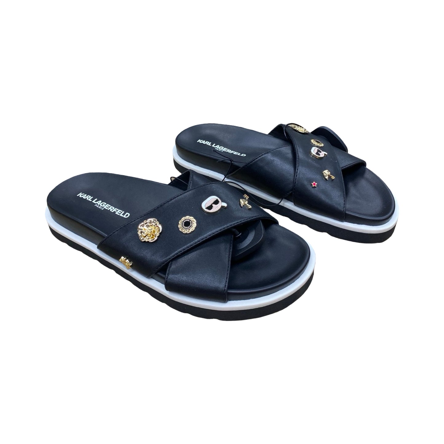 Sandals Designer By Karl Lagerfeld In Black, Size:7.5