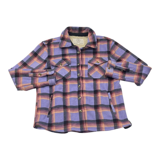 Jacket Shirt By Sage In Plaid Pattern, Size:M