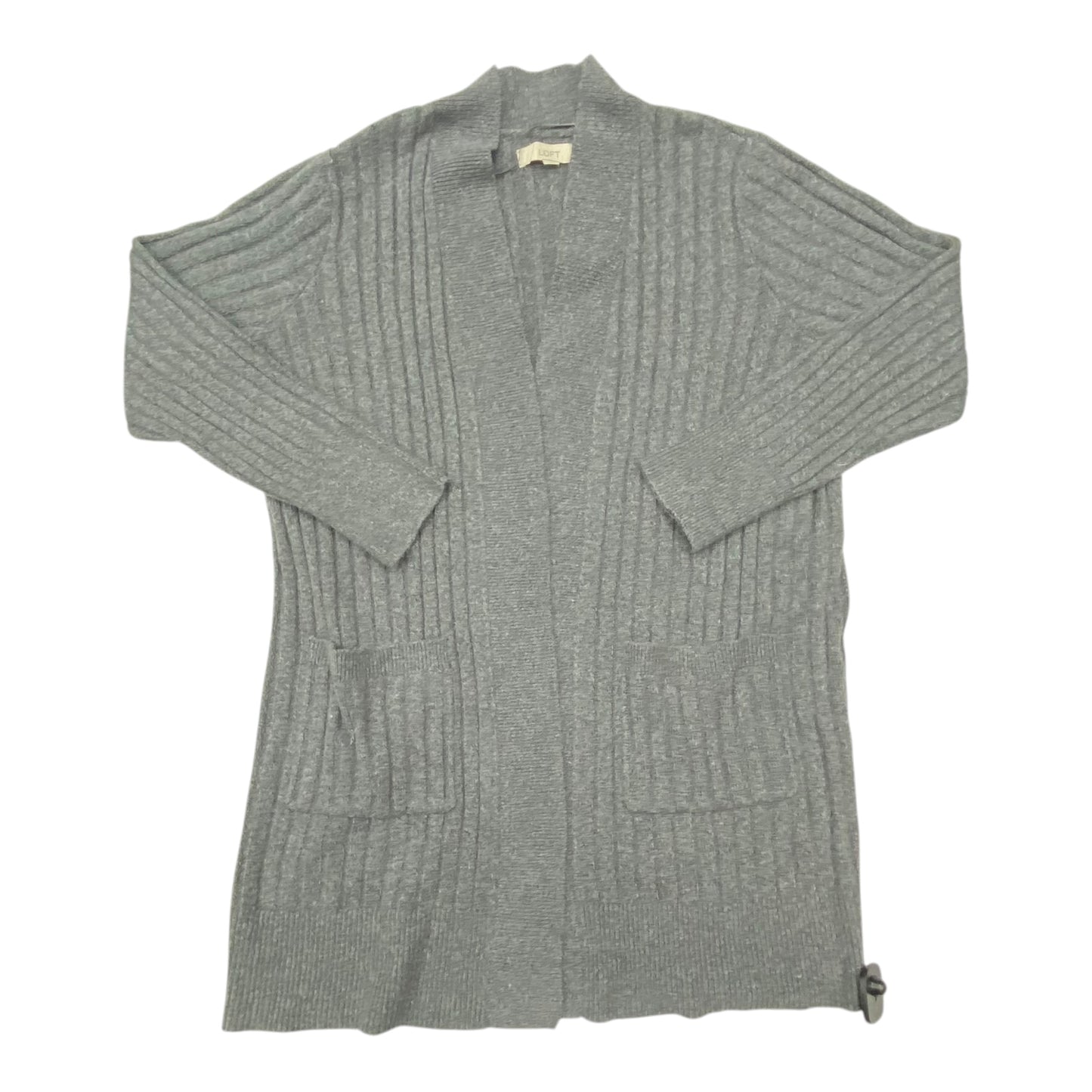 Sweater Cardigan By Loft In Grey, Size:L