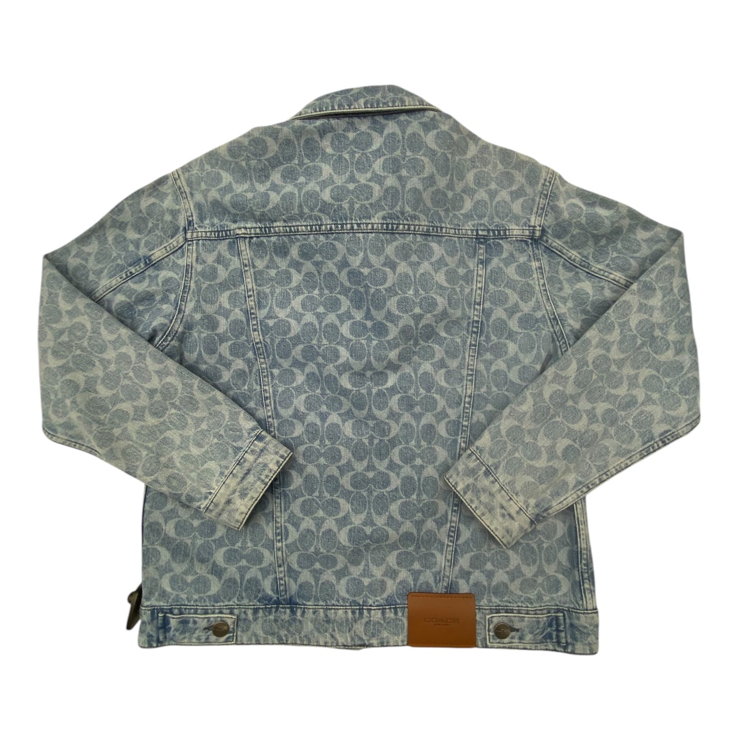 Jacket Designer By Coach In Blue Denim, Size:Xs