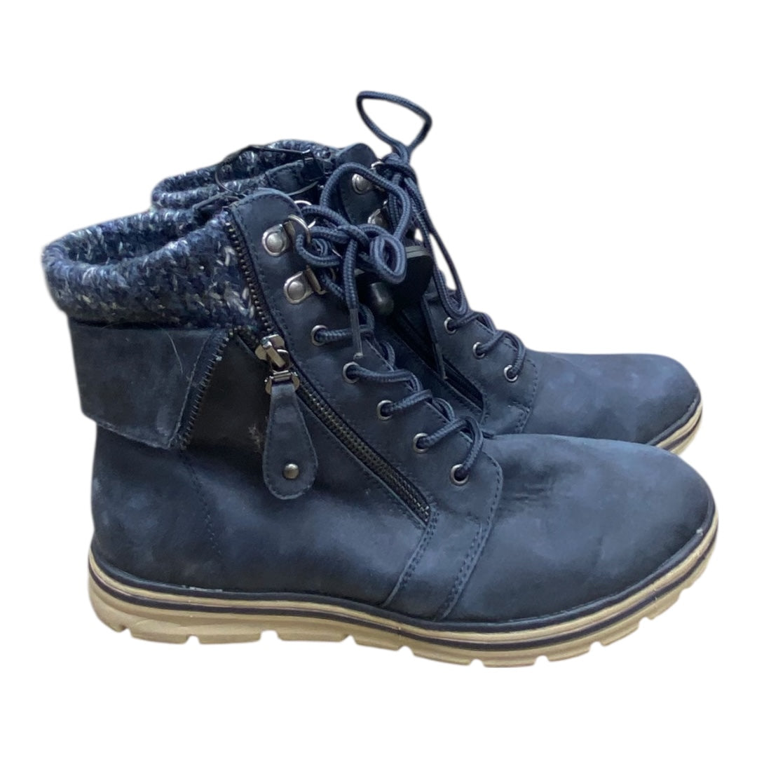Boots Ankle Flats By Cmc In Blue, Size:8.5