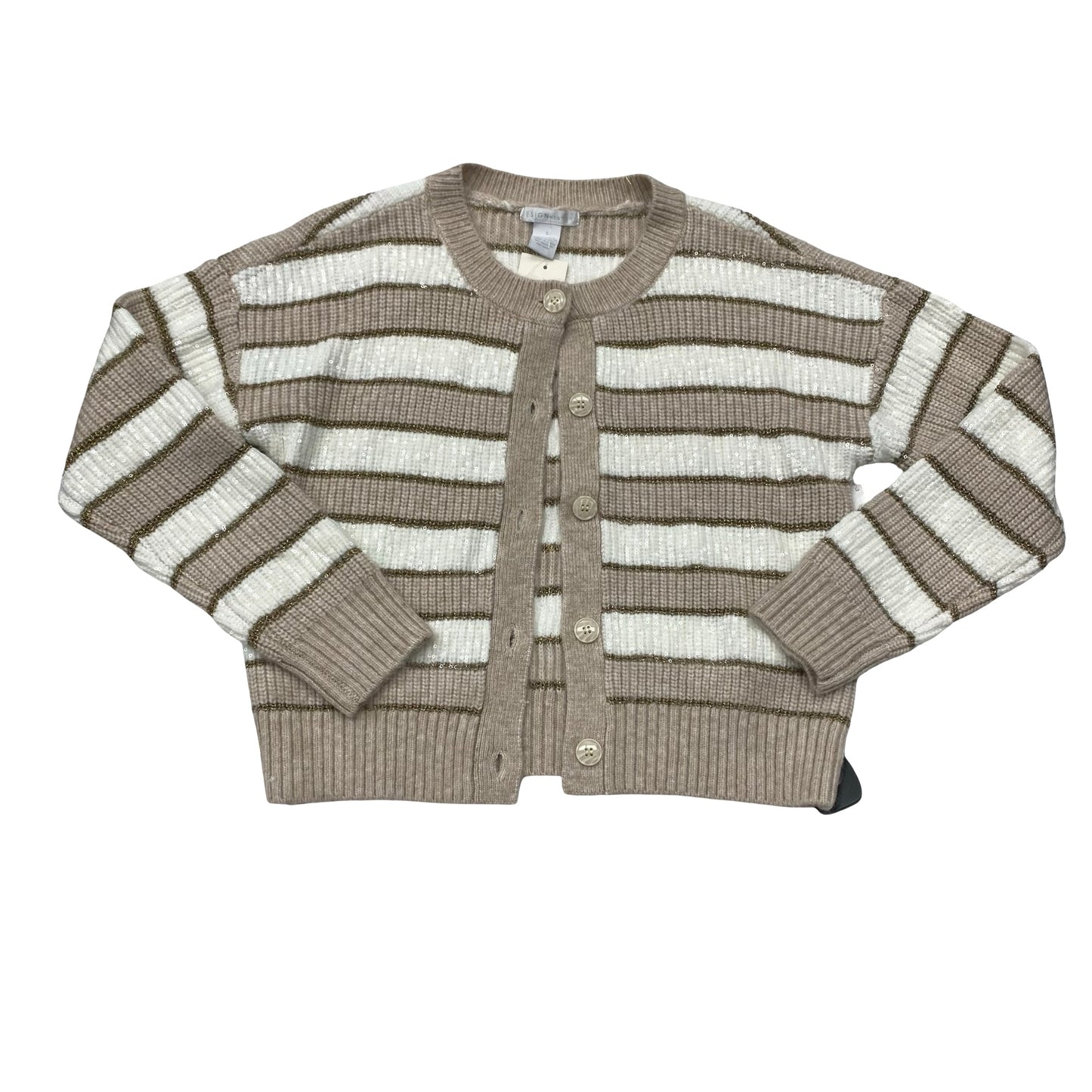 Sweater Cardigan By Design History In Striped Pattern, Size:S