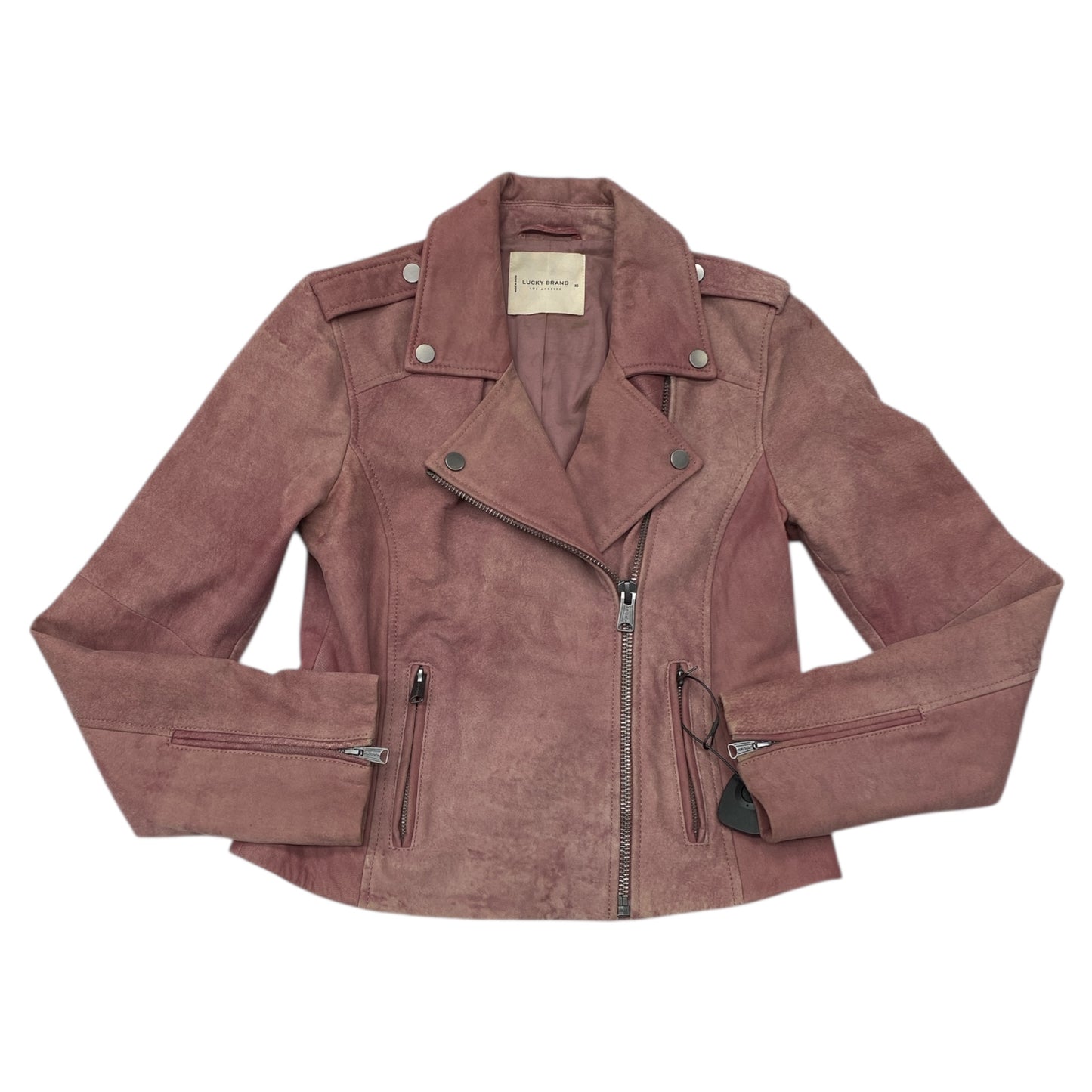 Jacket Moto Leather By Lucky Brand In Pink, Size:Xs