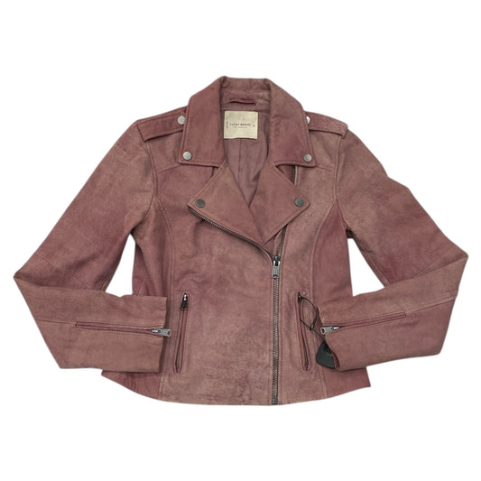 Jacket Moto Leather By Lucky Brand In Pink, Size:Xs