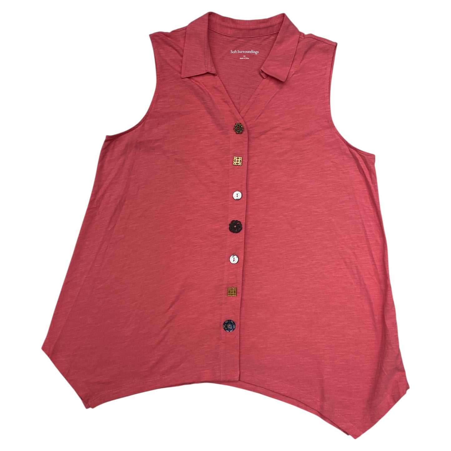 Top Sleeveless By Soft Surroundings In Pink, Size:1X