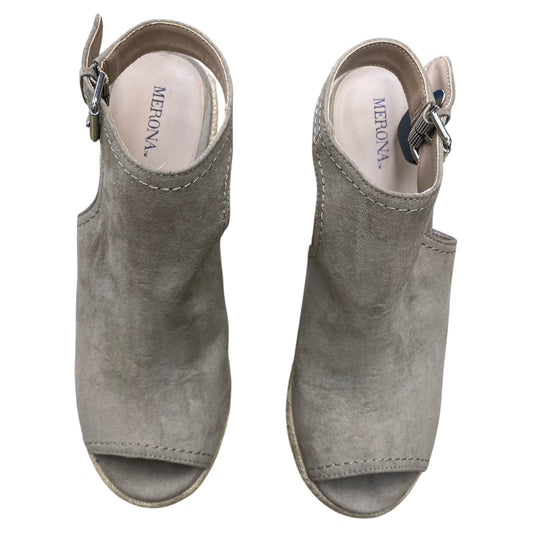 Sandals Heels Wedge By Merona In Taupe, Size:9.5