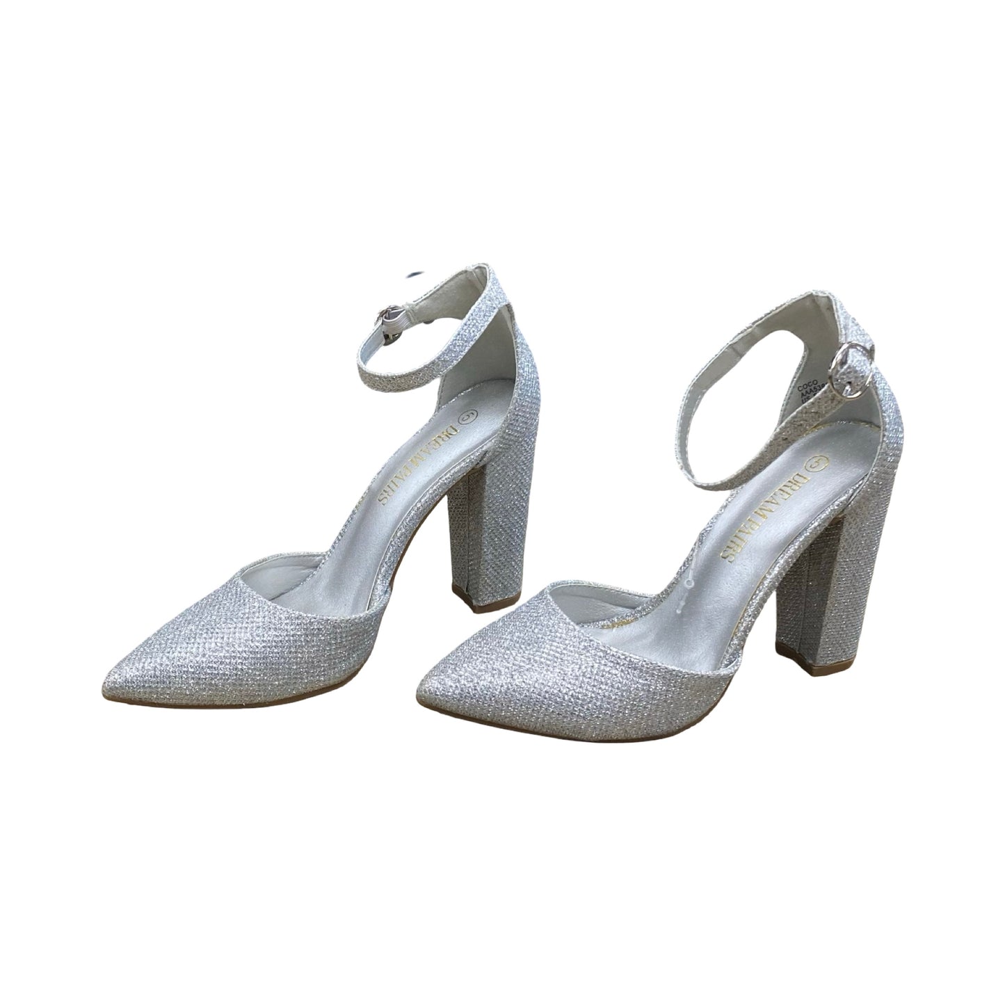 Shoes Heels Block By Dream Pairs In Silver, Size:5