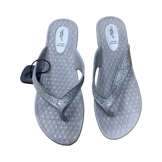 Sandals Flip Flops By Capelli In Grey, Size:9