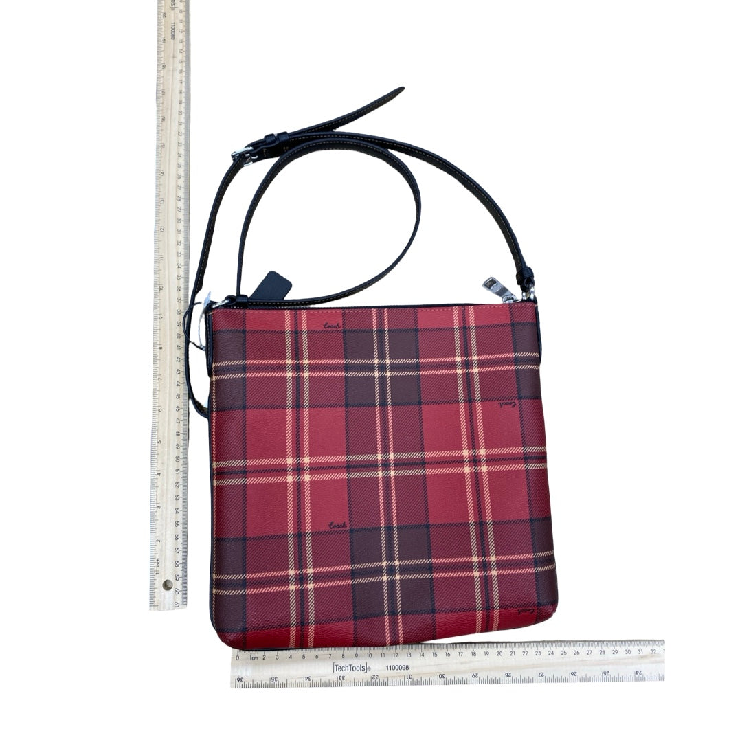 Handbag Designer By Coach In Plaid Pattern, Size:Medium