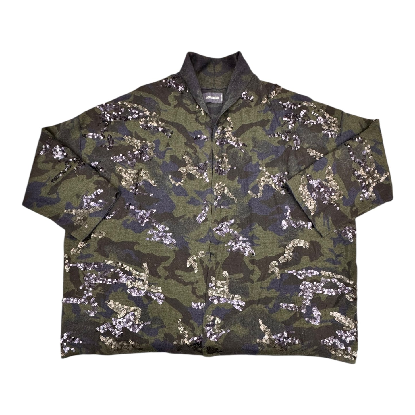 Sweater Cardigan Designer By Zadig And Voltaire In Camouflage Print, Size:M