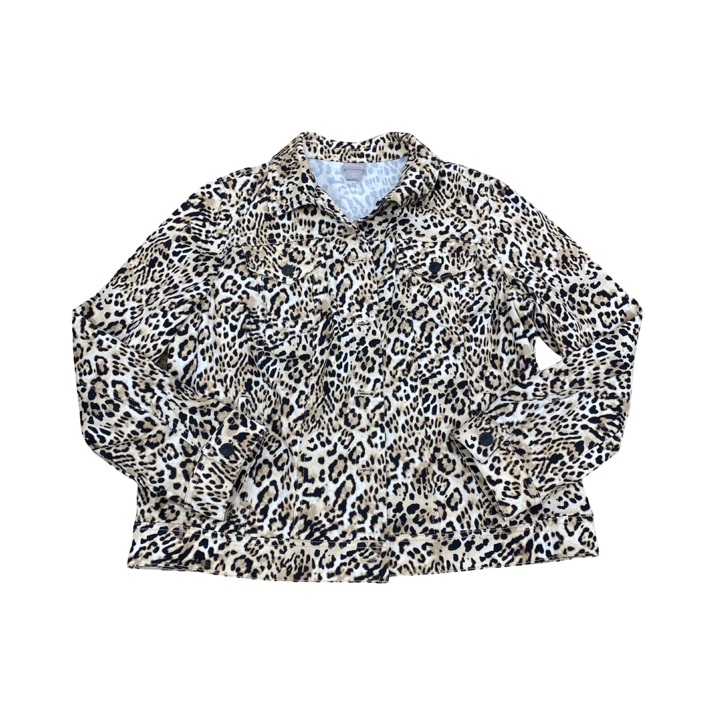 Jacket Denim By Chicos In Animal Print, Size:L