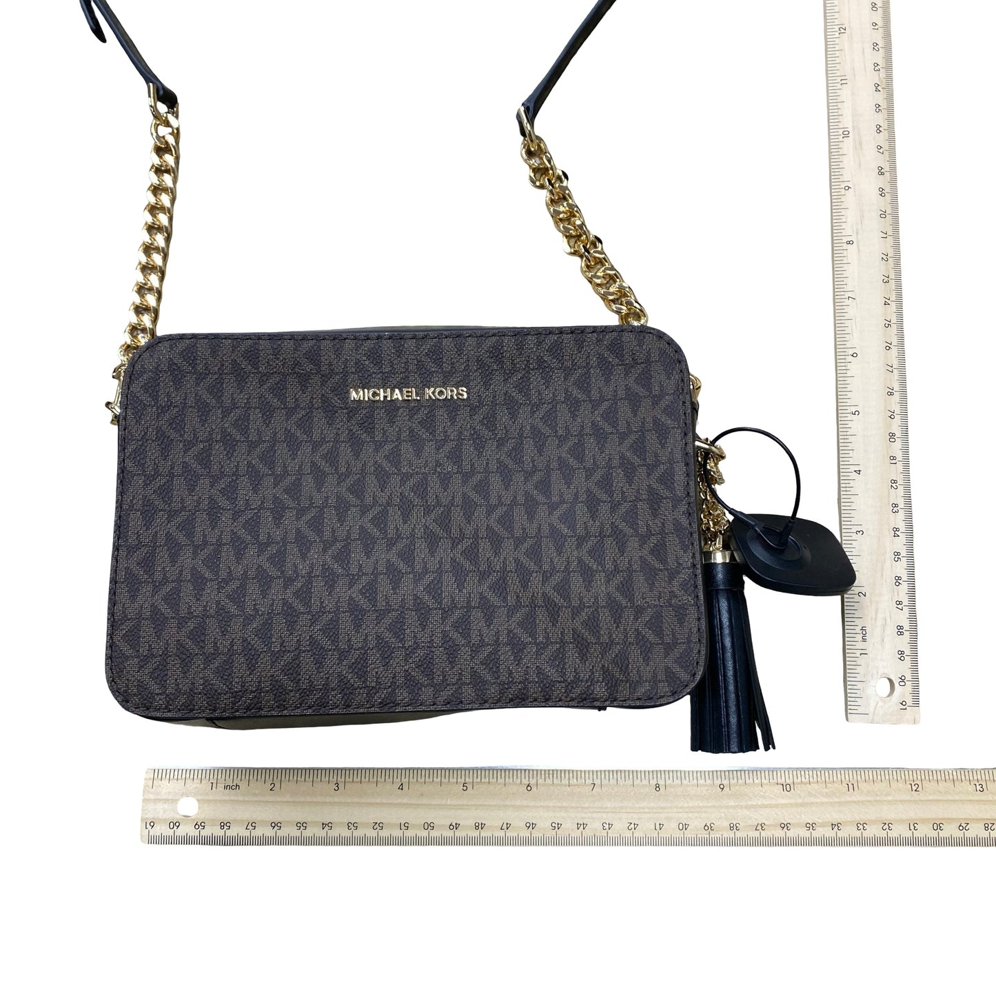 Handbag Designer By Michael Kors In Black & Brown, Size:Medium