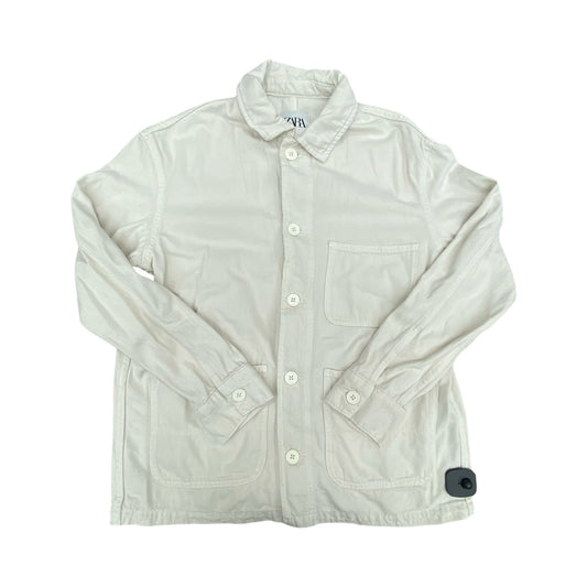 Jacket Denim By Zara In Cream Denim, Size:S