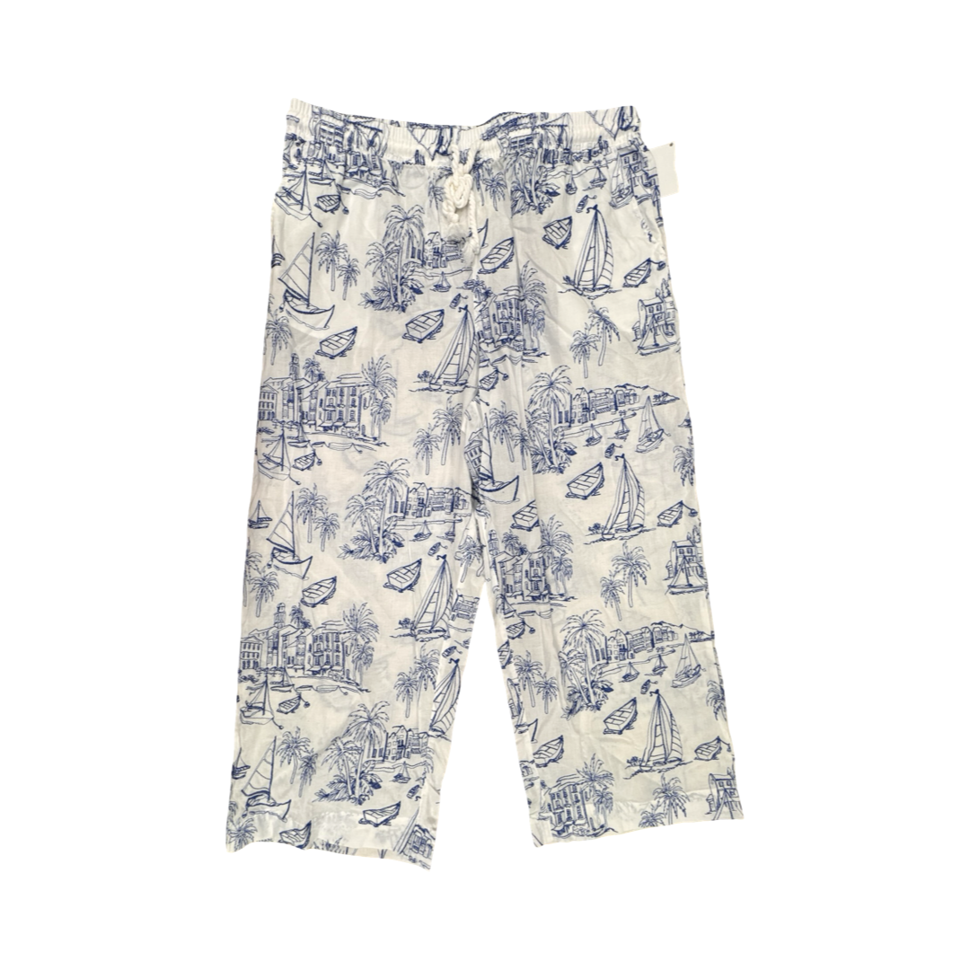 Pants Cropped By Cynthia Rowley In Blue & White, Size:Xl
