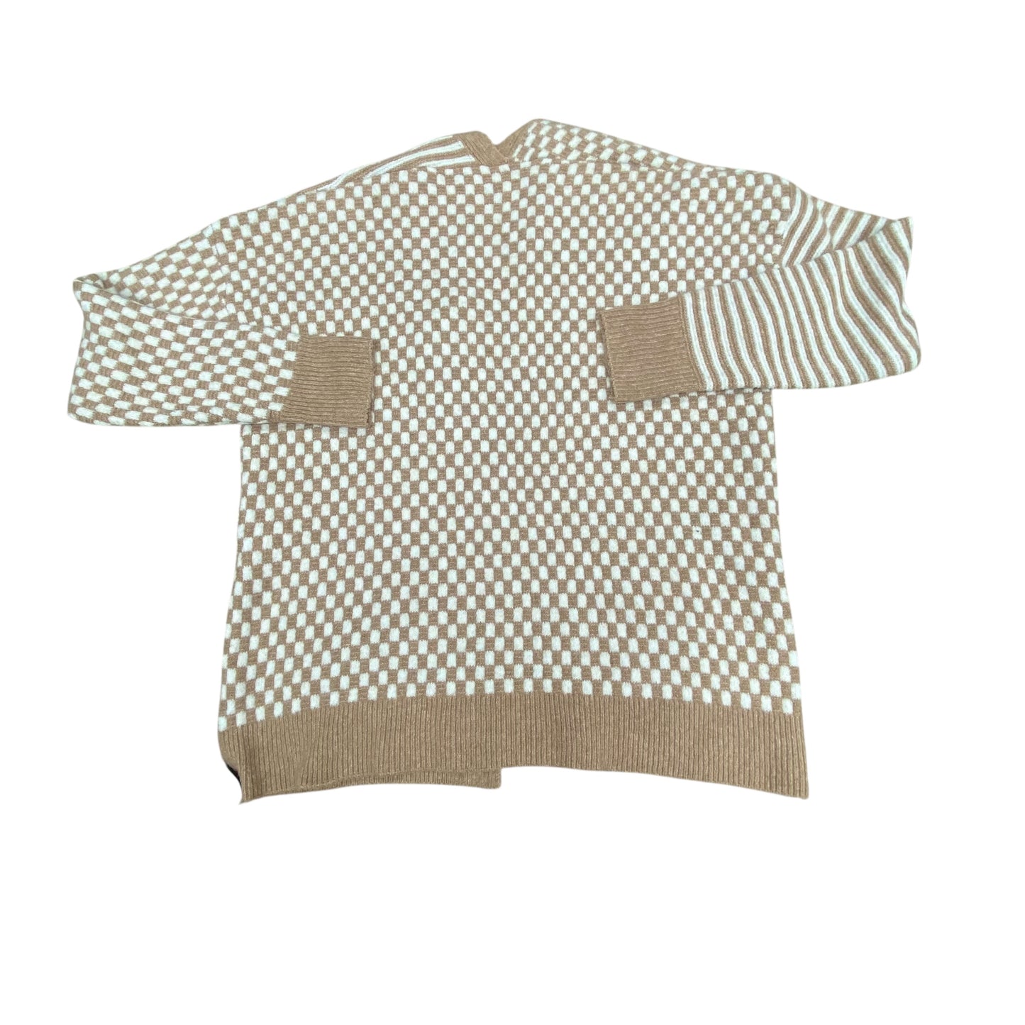 Sweater Cardigan By Staccato In Brown & Cream, Size:S