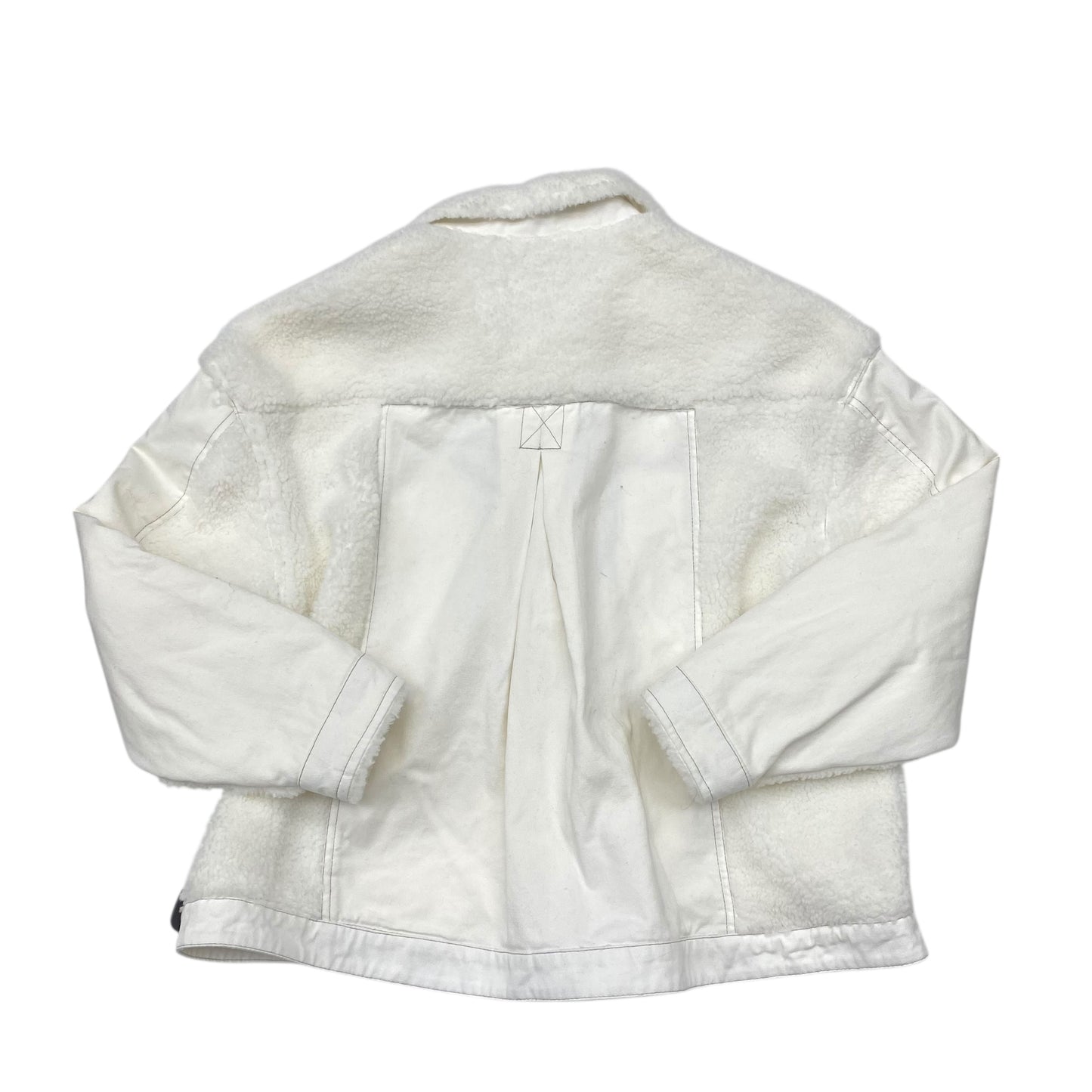 Jacket Faux Fur & Sherpa By Thread And Supply In White Denim, Size:L