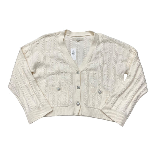 Sweater Cardigan By Loft In Cream, Size:M