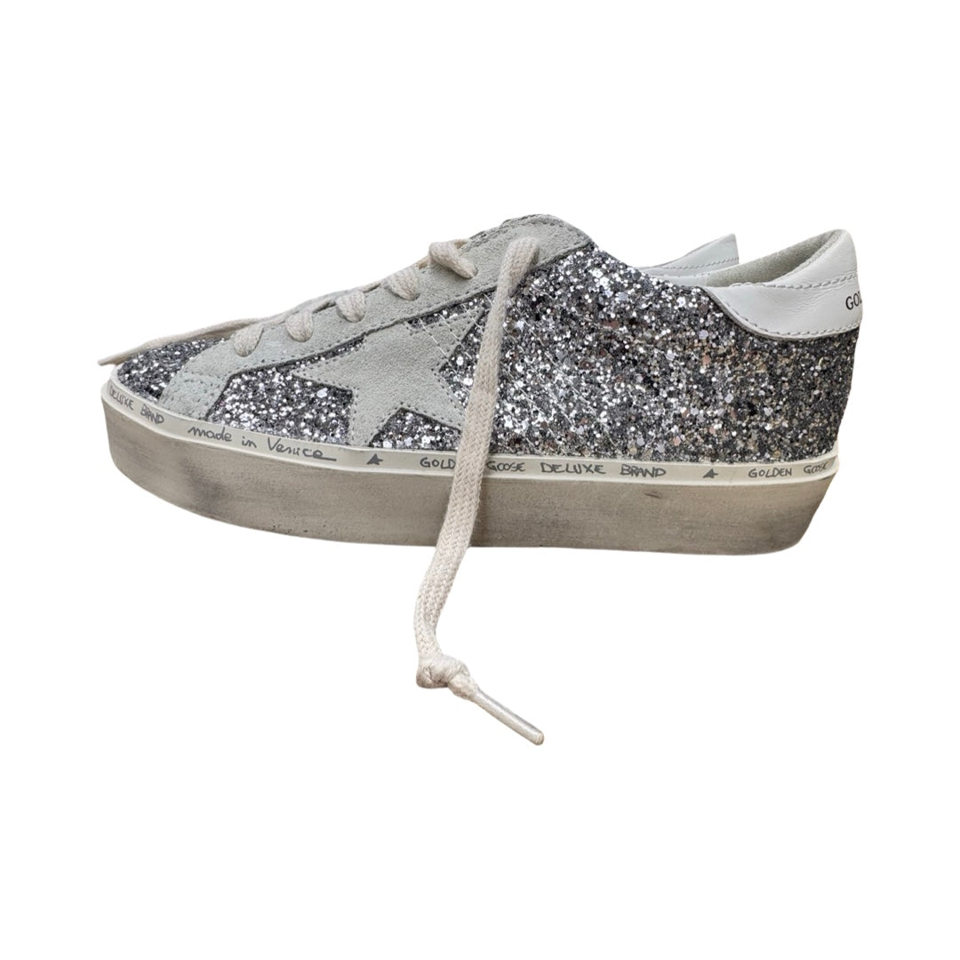 Shoes Luxury Designer By Golden Goose In Silver, Size:6.5 (EU37)