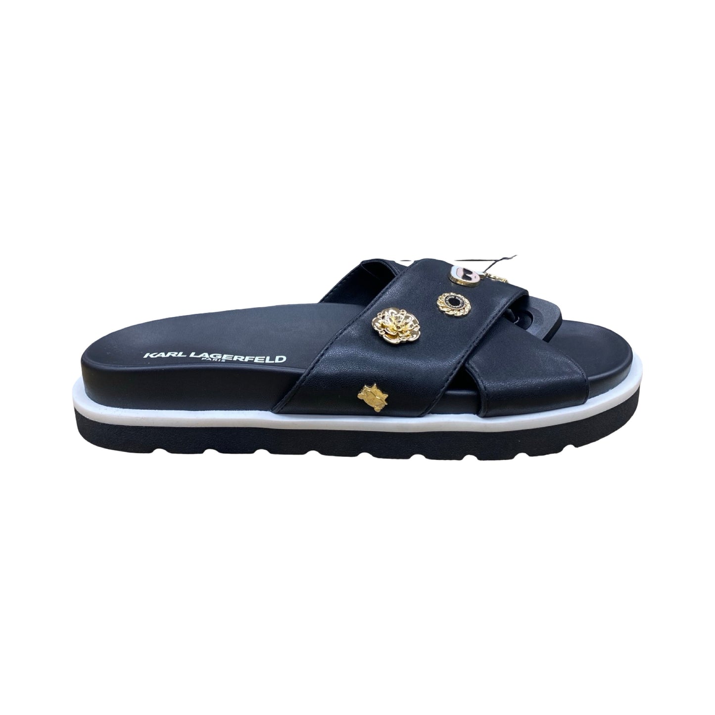 Sandals Designer By Karl Lagerfeld In Black, Size:7.5