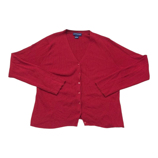 Sweater Cardigan By Ann Taylor In Red, Size:L