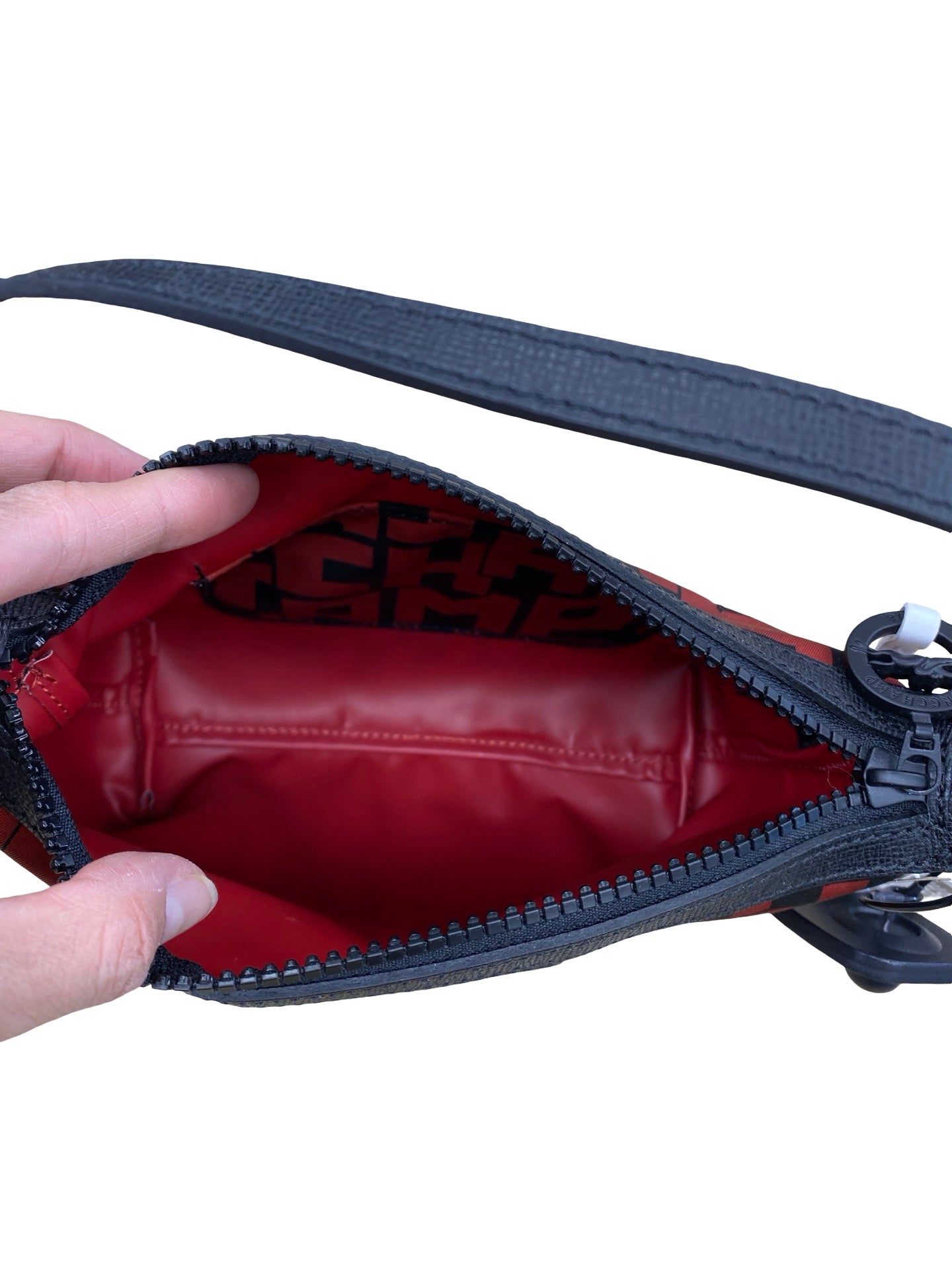 Handbag Designer By Longchamp In Black & Red, Size:Small