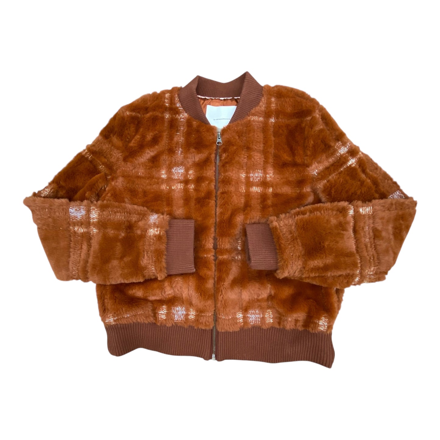 Jacket Faux Fur & Sherpa By Anthropologie In Brown, Size:Xs