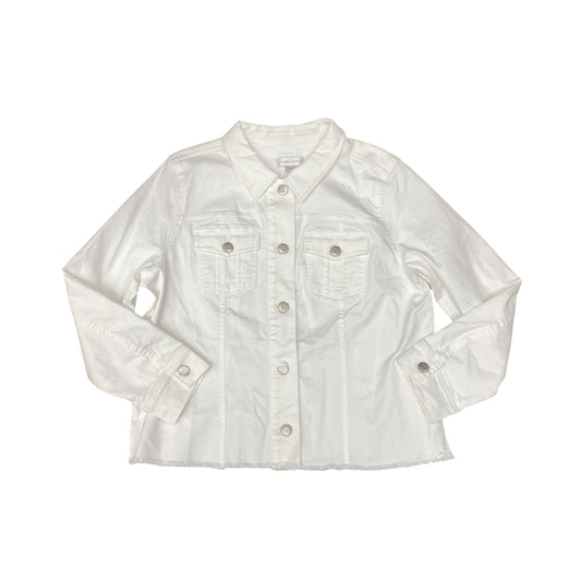 Jacket Denim By Christopher And Banks In White Denim, Size:Xl