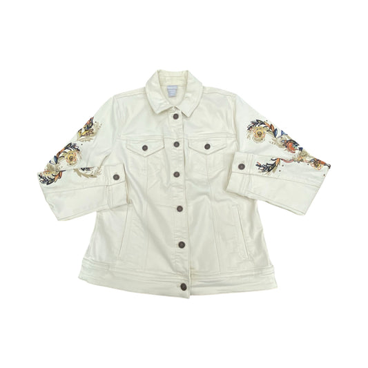 Jacket Denim By Chicos In Cream, Size:M