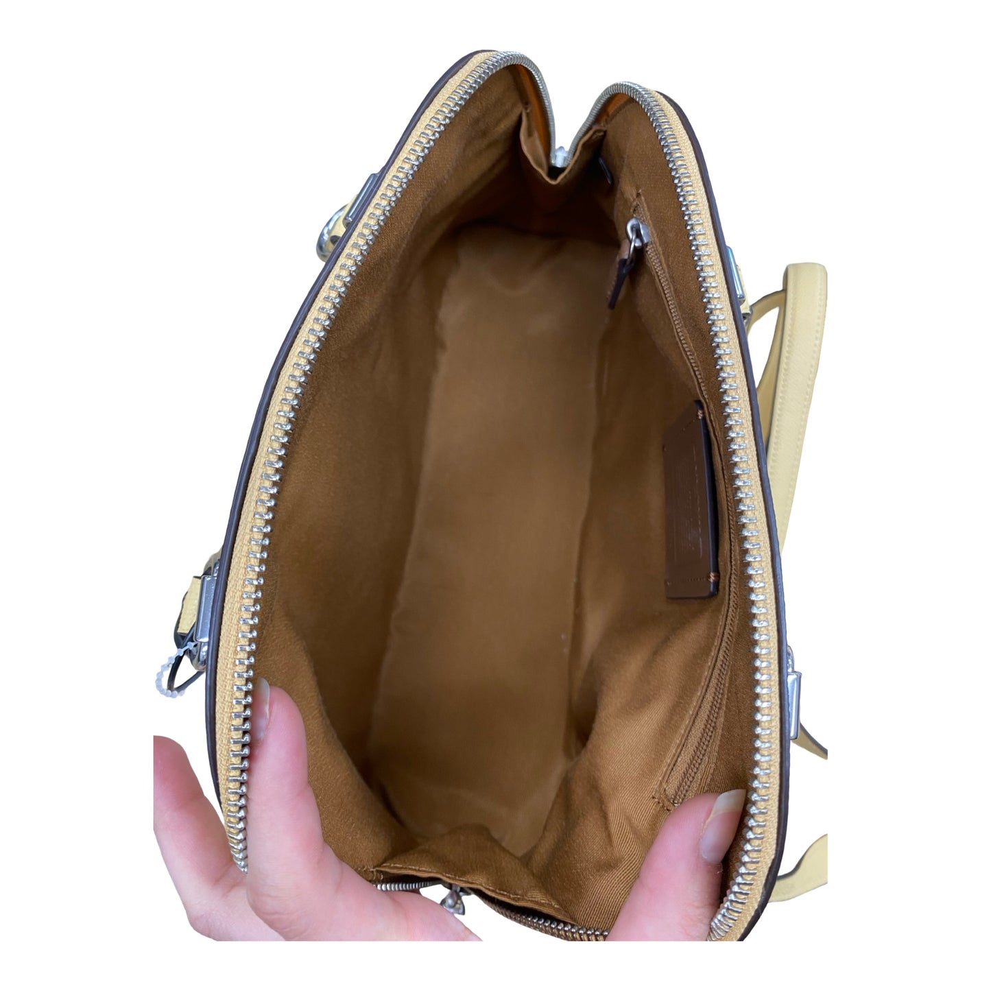 Handbag Designer By Coach In Yellow, Size:Small