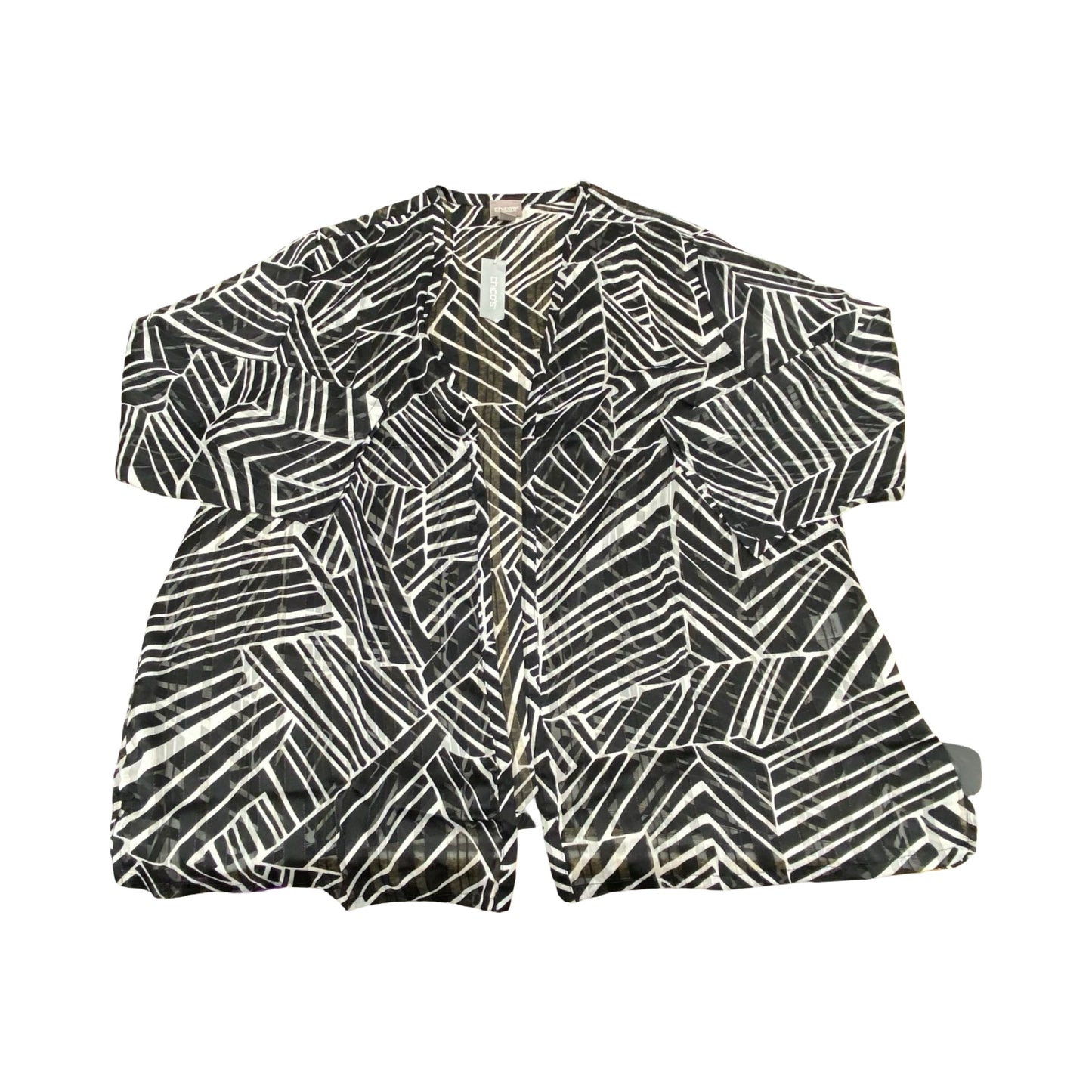Cardigan By Chicos In Black & White, Size:2X