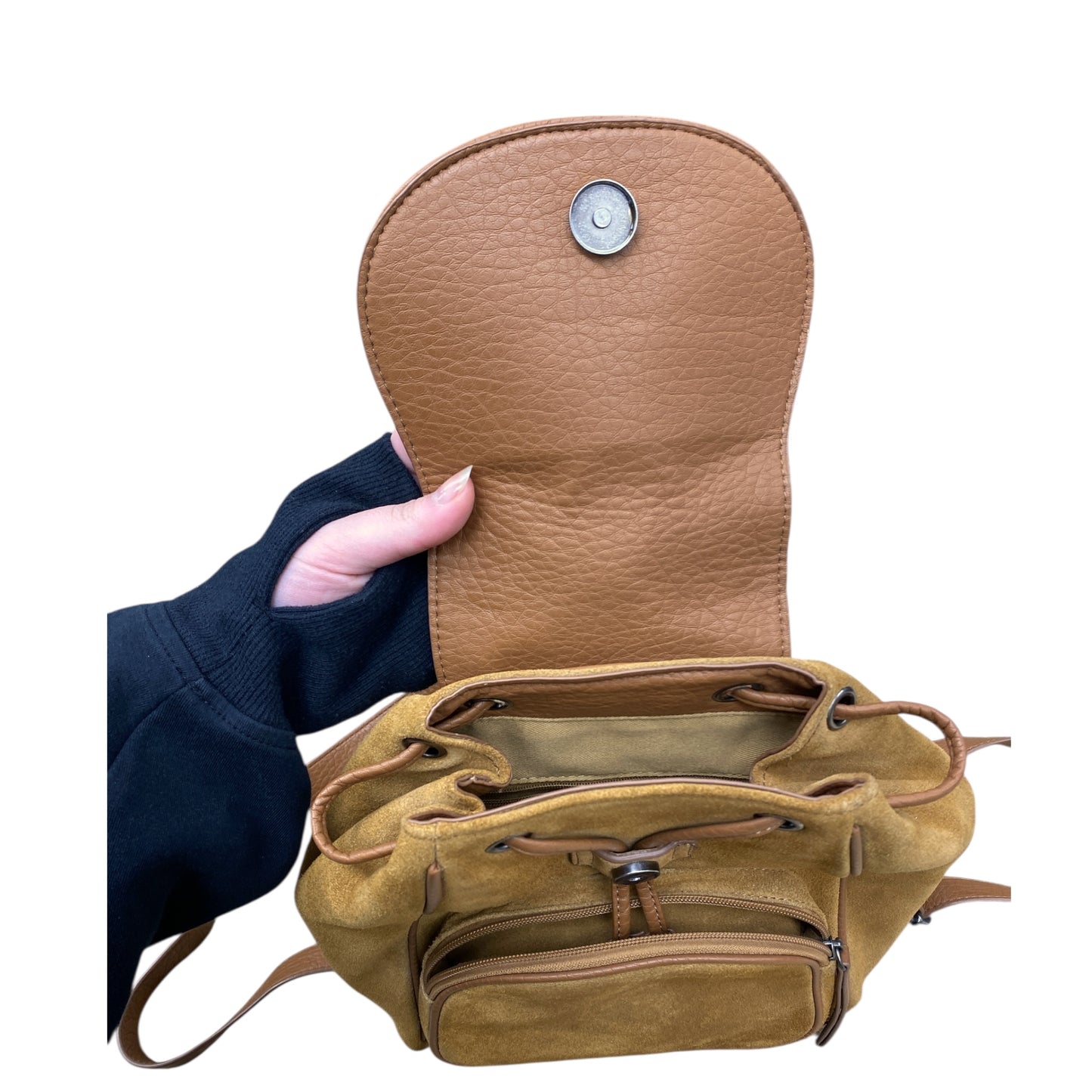 Backpack Leather By Clothes Mentor In Brown, Size:Medium