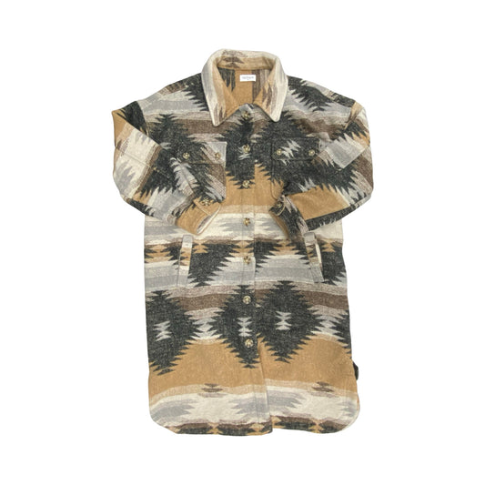 Jacket Shirt By Vestique In Brown & Grey, Size:M