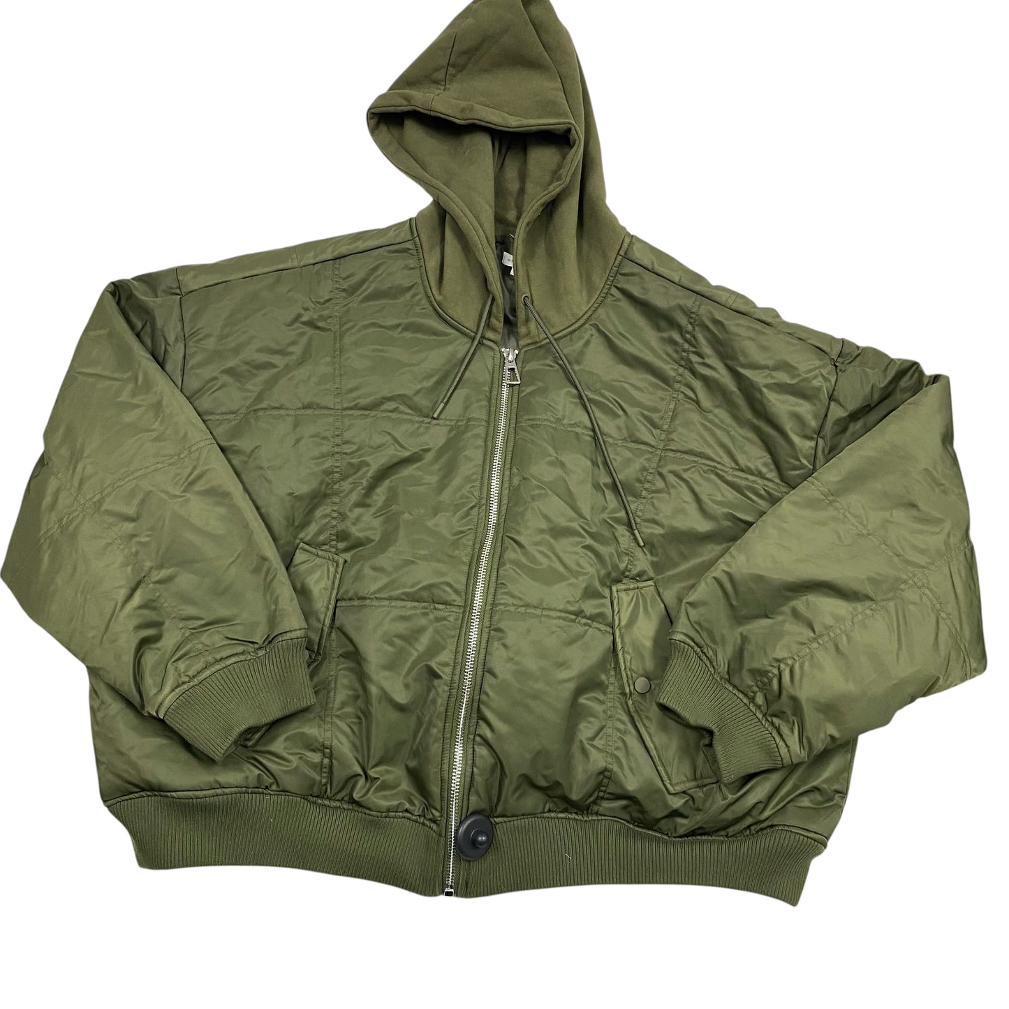 Jacket Puffer & Quilted By Good American In Green, Size:3X