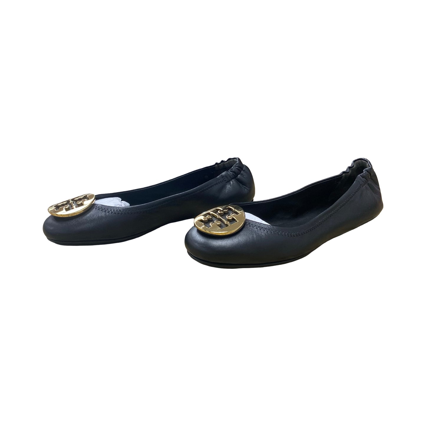 Shoes Designer By Tory Burch In Black & Gold, Size:8