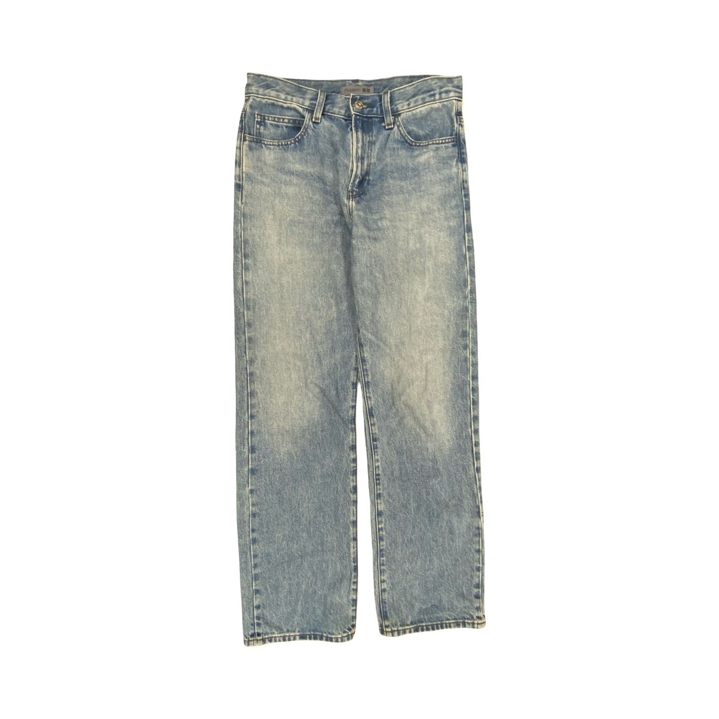 Jeans Straight By Uniqlo In Blue Denim, Size:4