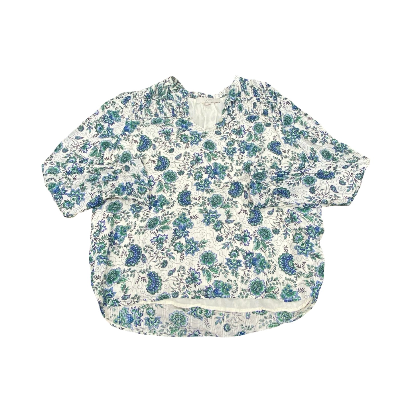 Top Ls By Loft In Cream & Green, Size:L