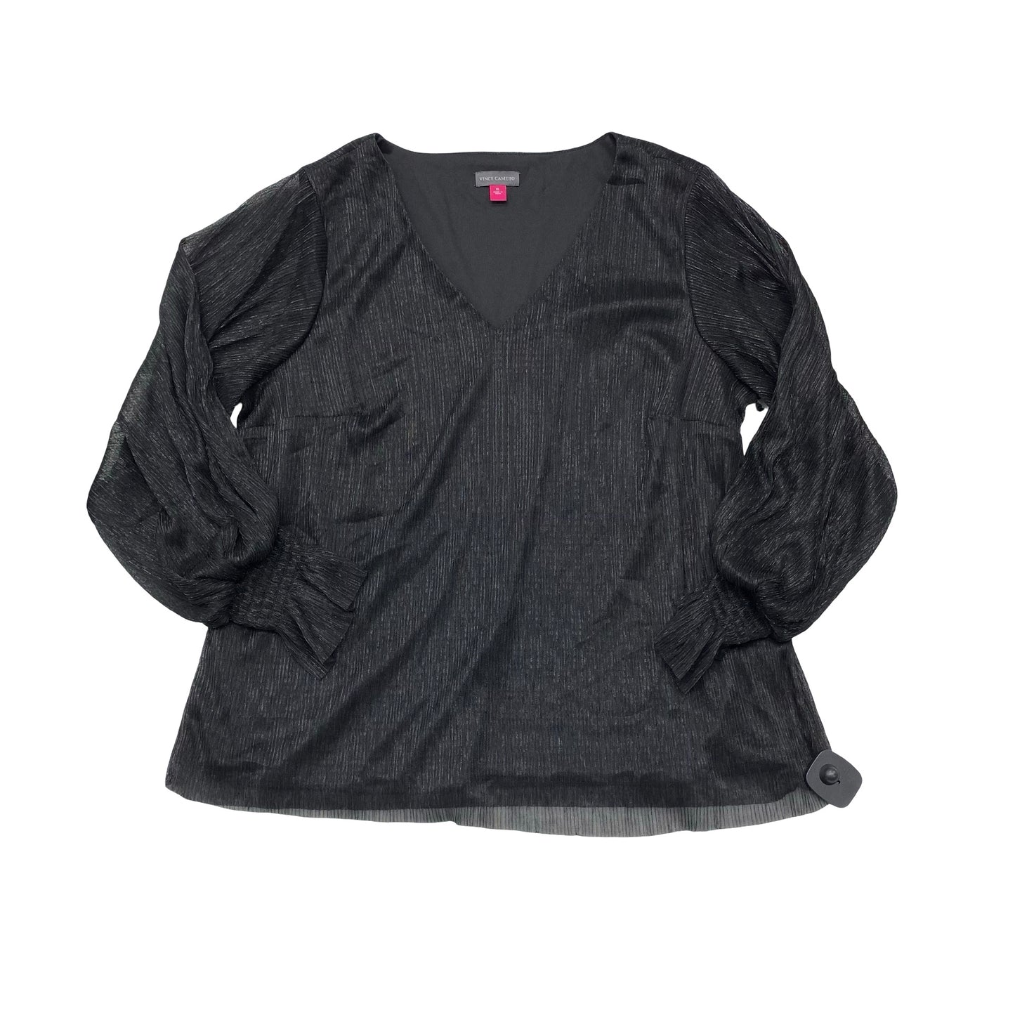 Top Ls By Vince Camuto In Black & Silver, Size:Xl
