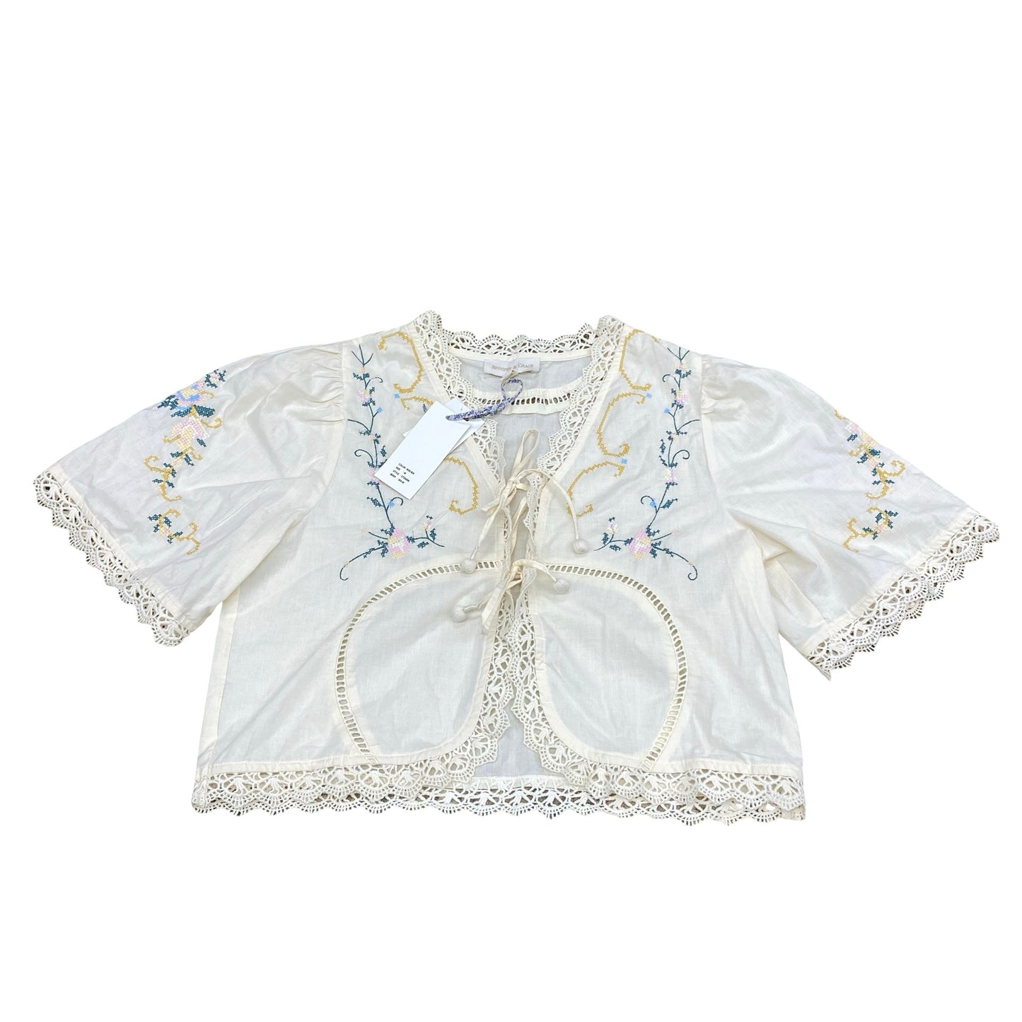 Top Ss By Jennifer & Grace In Cream & Yellow, Size:M