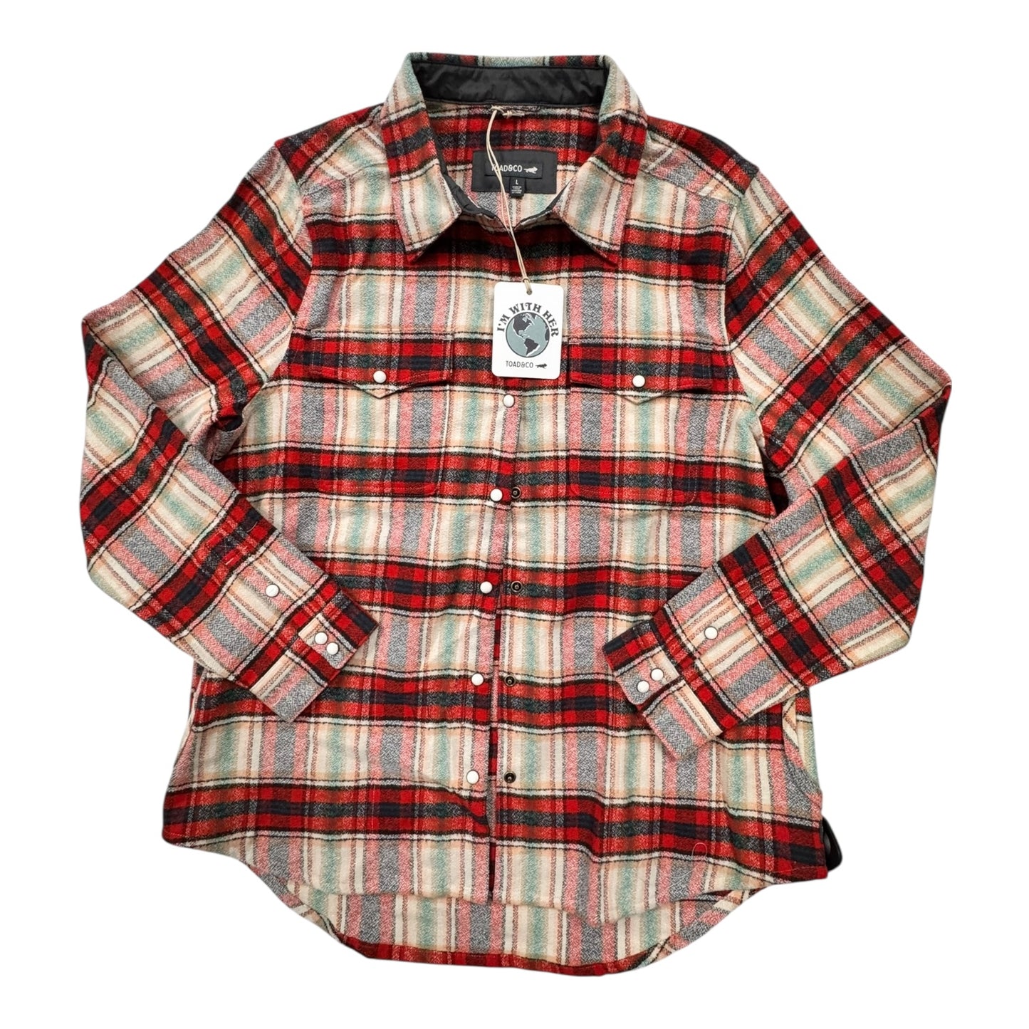 Jacket Shirt By Toad & Co In Plaid Pattern, Size:L