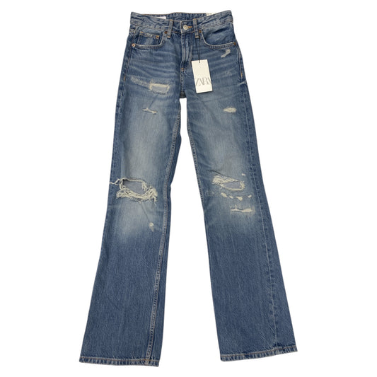 Jeans Wide Leg By Zara In Blue Denim, Size:0