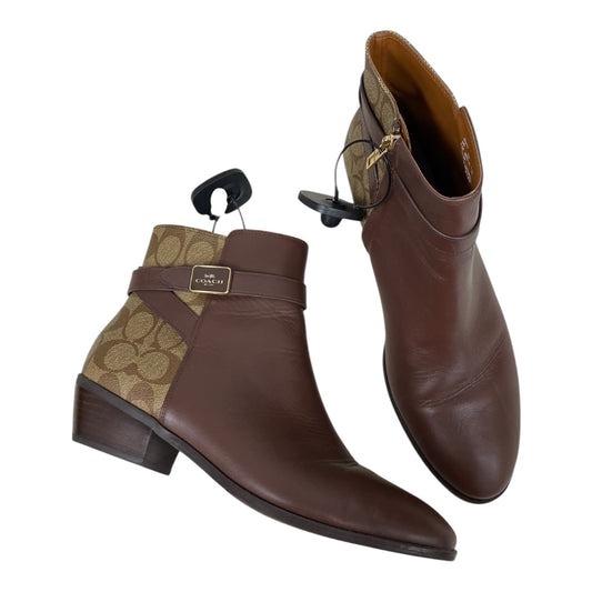 Boots Designer By Coach In Brown, Size:9.5