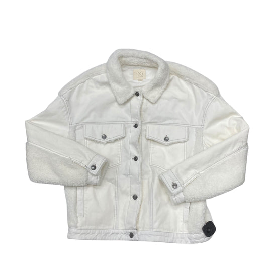 Jacket Faux Fur & Sherpa By Thread And Supply In White Denim, Size:L