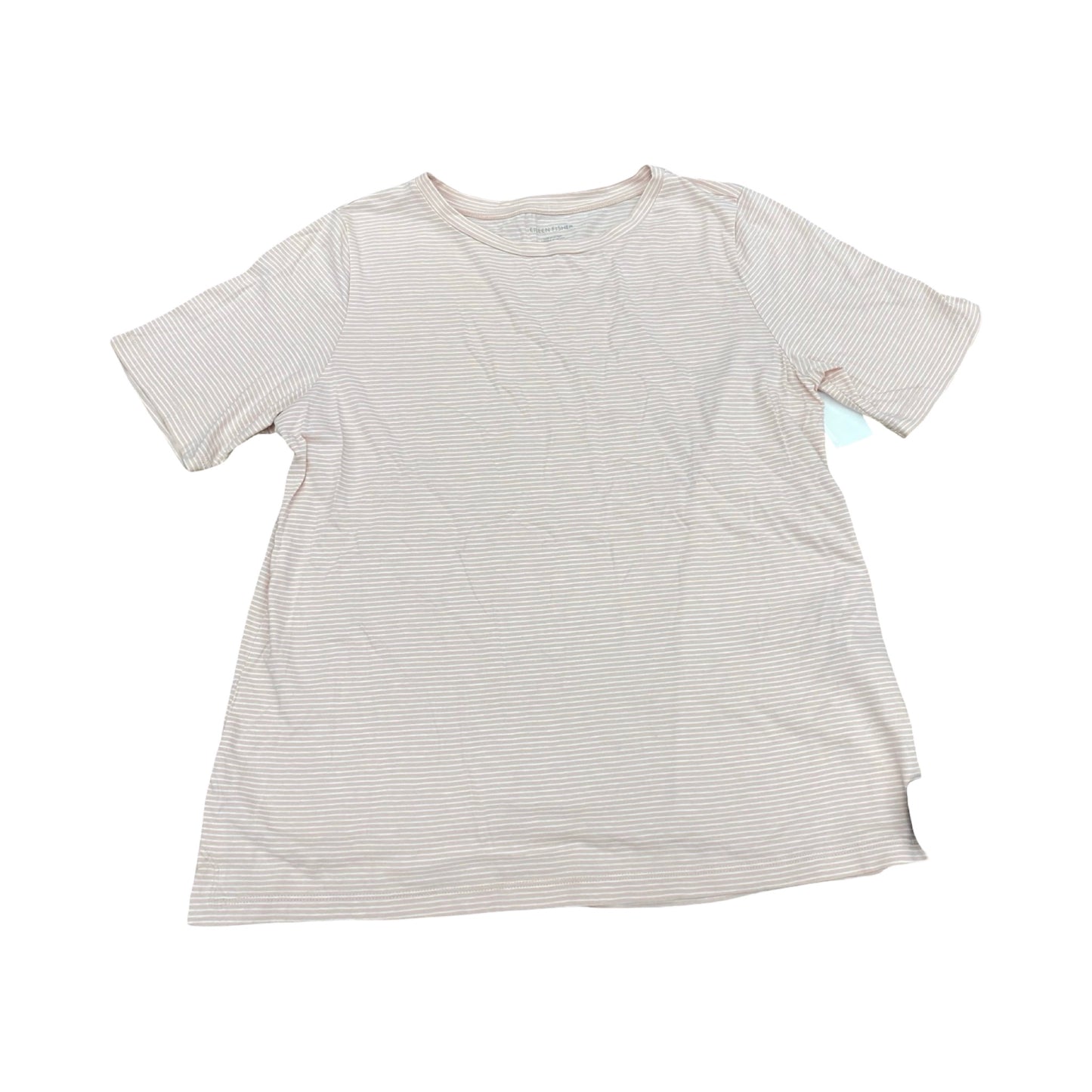 Top Ss Designer By Eileen Fisher In Pink&White stripes, Size:Xs