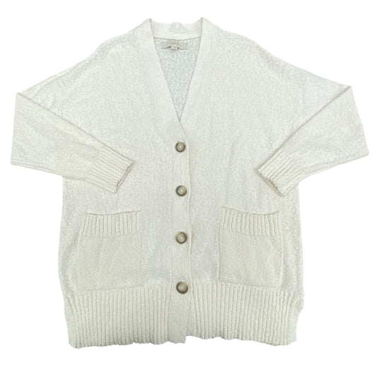 Sweater Cardigan By Loft In Cream, Size:L