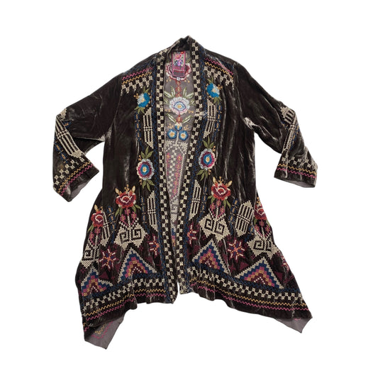 Sweater Cardigan Designer By Johnny Was In Multi, Size:Xs