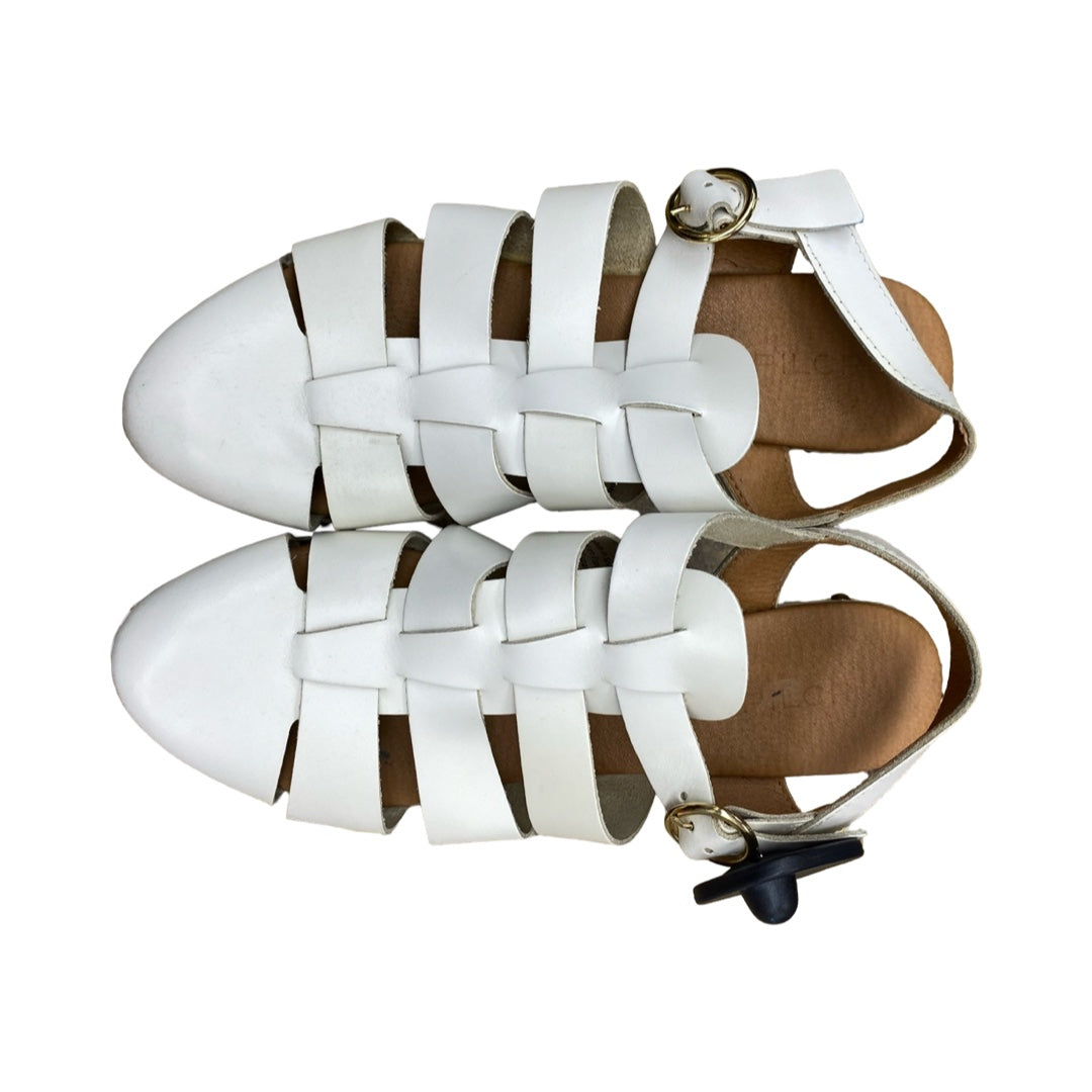 Sandals Heels Block By Pilcro In Ivory, Size:8.5