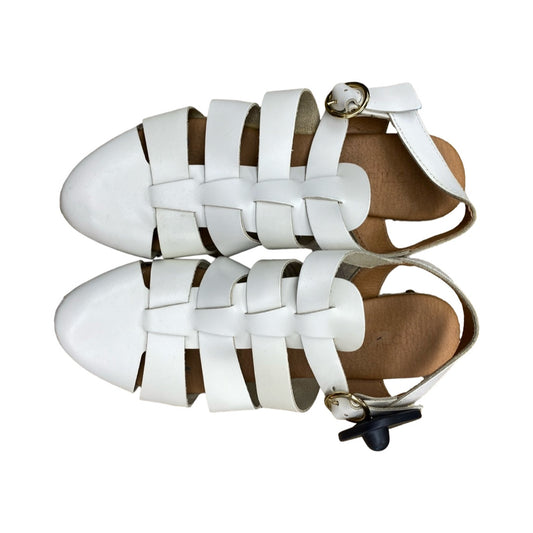 Sandals Heels Block By Pilcro In Ivory, Size:8.5