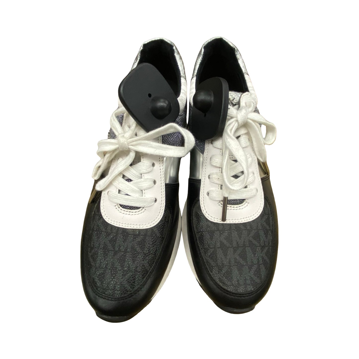 Shoes Designer By Michael Kors In Black & Silver, Size:8